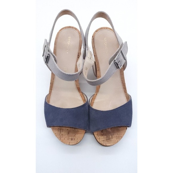 Stonefly Open Toe Strappy Wedge Cork Sandal Adjustable Women's Size 9 - Picture 7 of 12